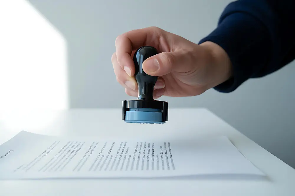 Beëdigd vertaler met officieel stempel en handtekening op een vertaling
